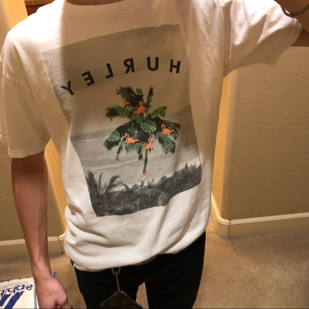 HURLEY Palm tree design White T Shirt - Picture 2 of 4